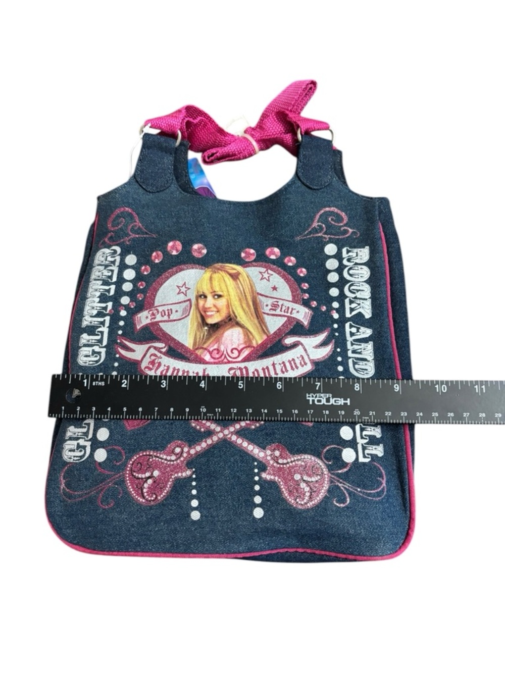 Vtg Disney Hannah Montana Tote Bag Girls Small Blue Pink Glitter Rock Pop Star - Picture 7 of 9
